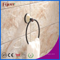 Fyeer Ceramic Base Black Bathroom Accessory Brass Towel Ring